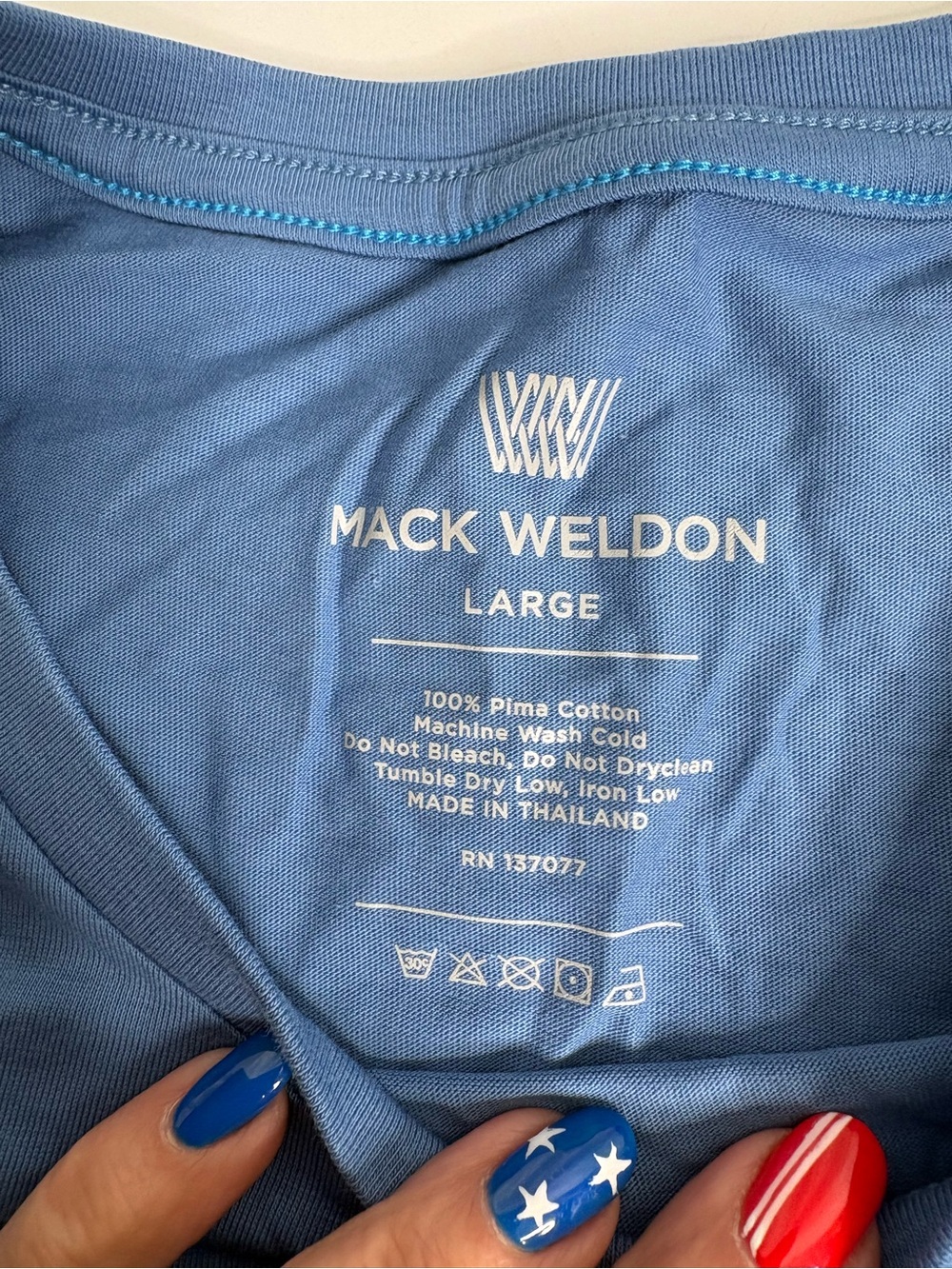 Mack Weldon Large Blue Pima Cotton Tee, NWOT never worn